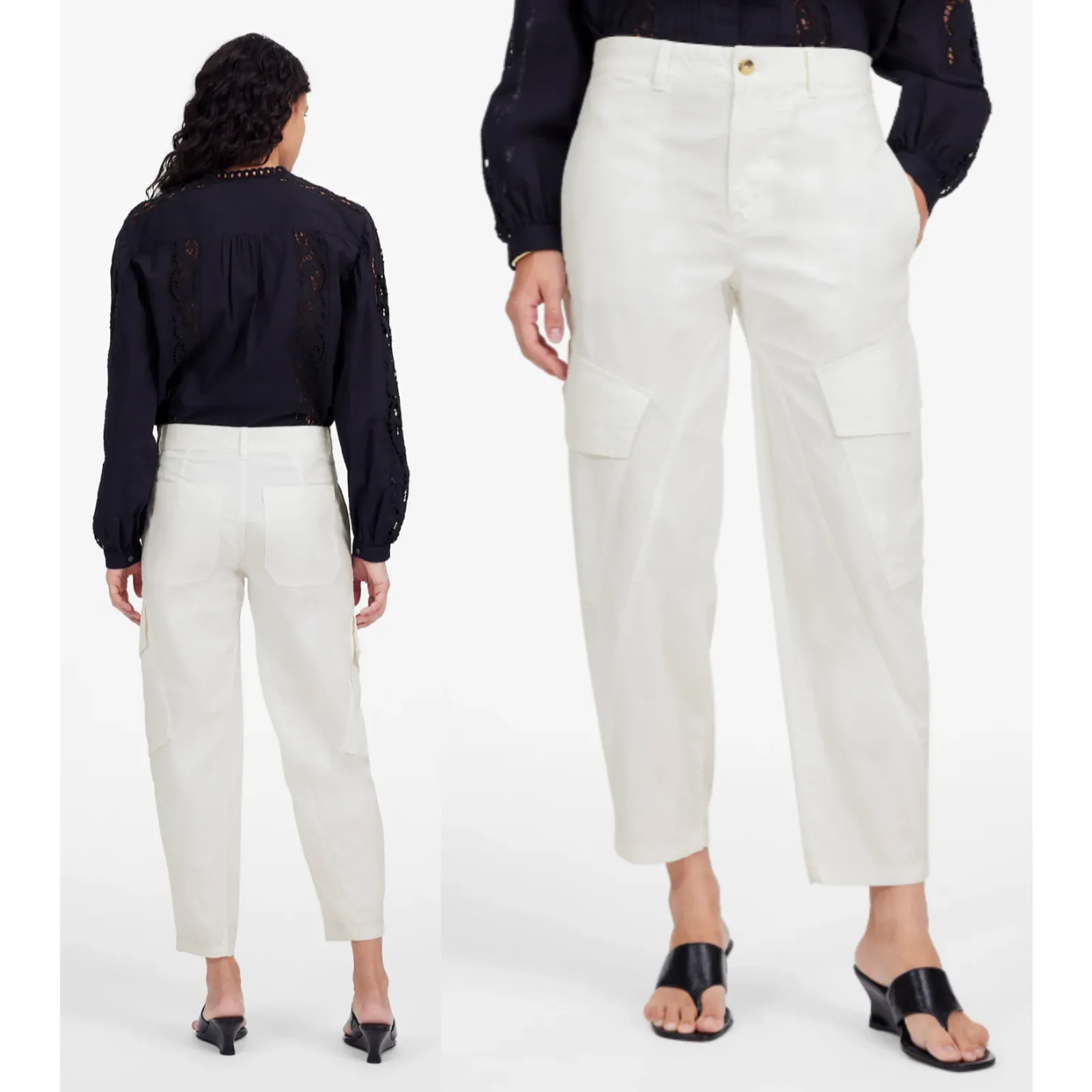 Madewell | NWT The Barrel-Leg Utility Pant in Garment-Dyed Twill in White | Sz 2 - Image 2