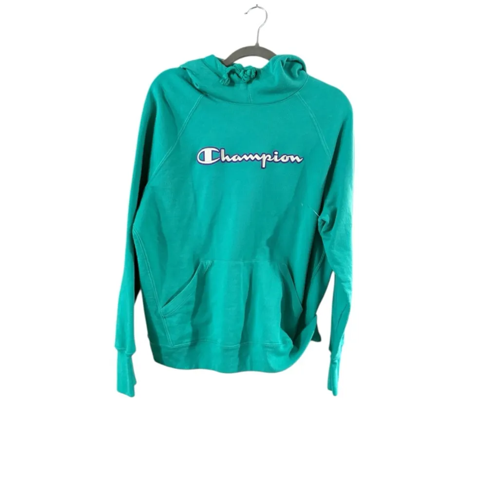 Women's Champion Green Hoodie with Pink Logo, Size L - Image 3