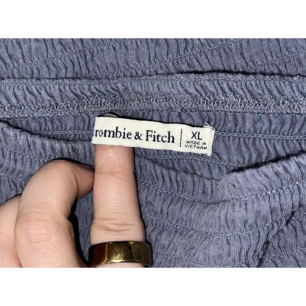 Abercrombie & Fitch Navy Blue Ruffle Sleeveless Cropped Tank Top Crop Top Sz XL - Image 4