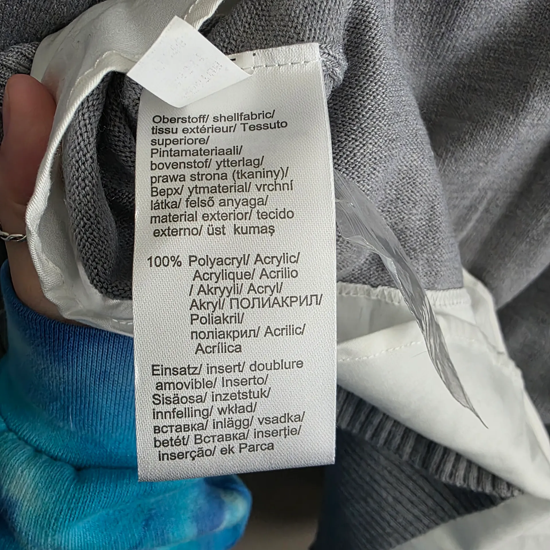 Venus Layered Gray And White Sweater Shirt Dress Long Sleeve V-Neck Size Large - Image 8