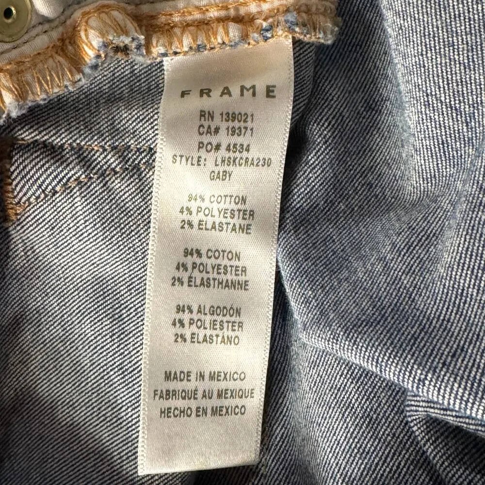 FRAME SZ 26 Le High Skinny Crop Jeans Distressed Zip-Fly Mid-Rise Fray Gaby Wash - Image 10