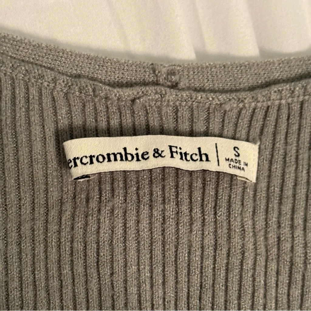 Abercrombie & Fitch Sage Green Ribbed Duster Open Front Cardigan - Image 4