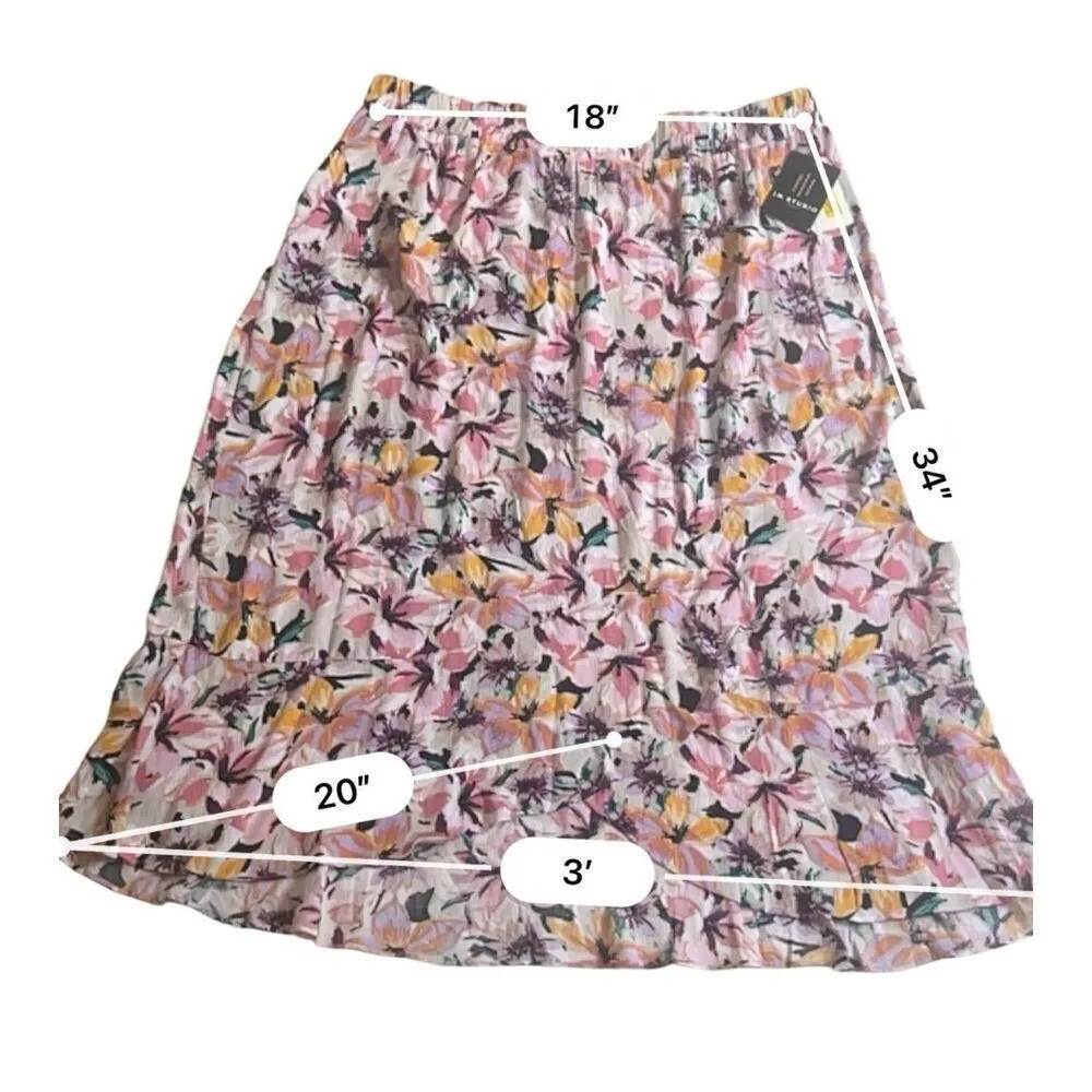 IN STUDIO FLORAL Long Boho Skirt size 1X Red - Image 2