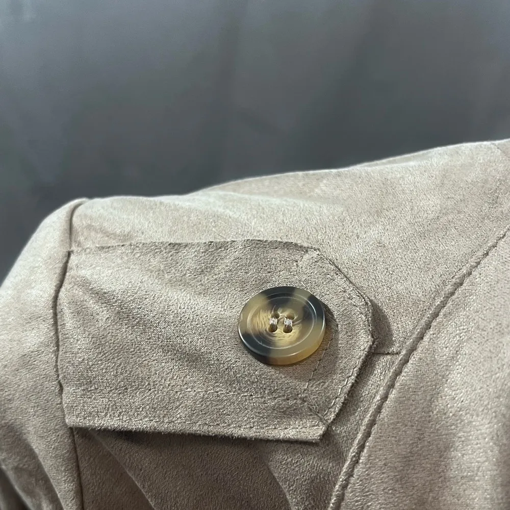 Cavalini  Latte Open Front Light Blazer Jacket Tie Pockets Size Womens Small - Image 6