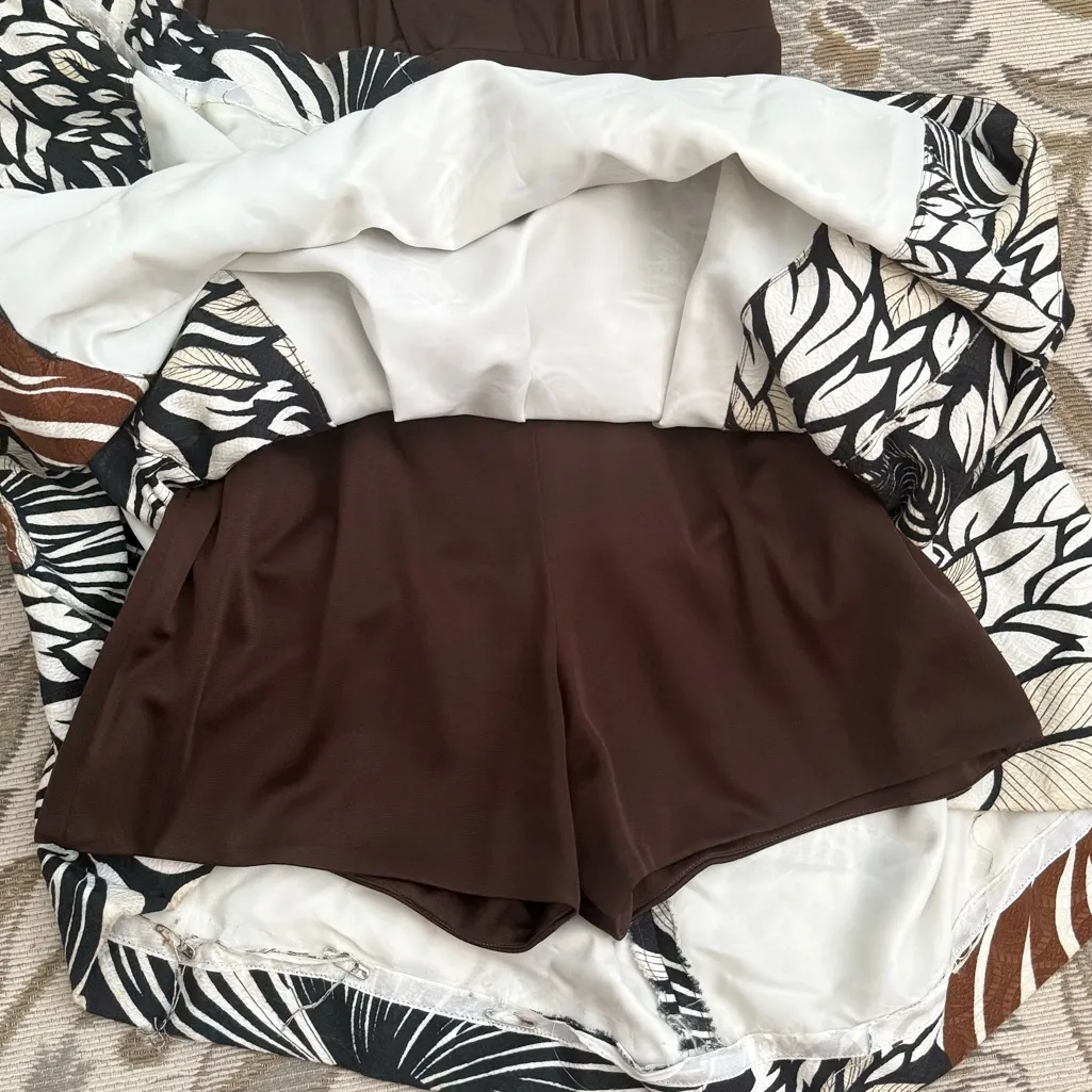 60’s 70’ Vintage Dress Boho Floral w/Shorts S Small M Medium Brown - Image 5