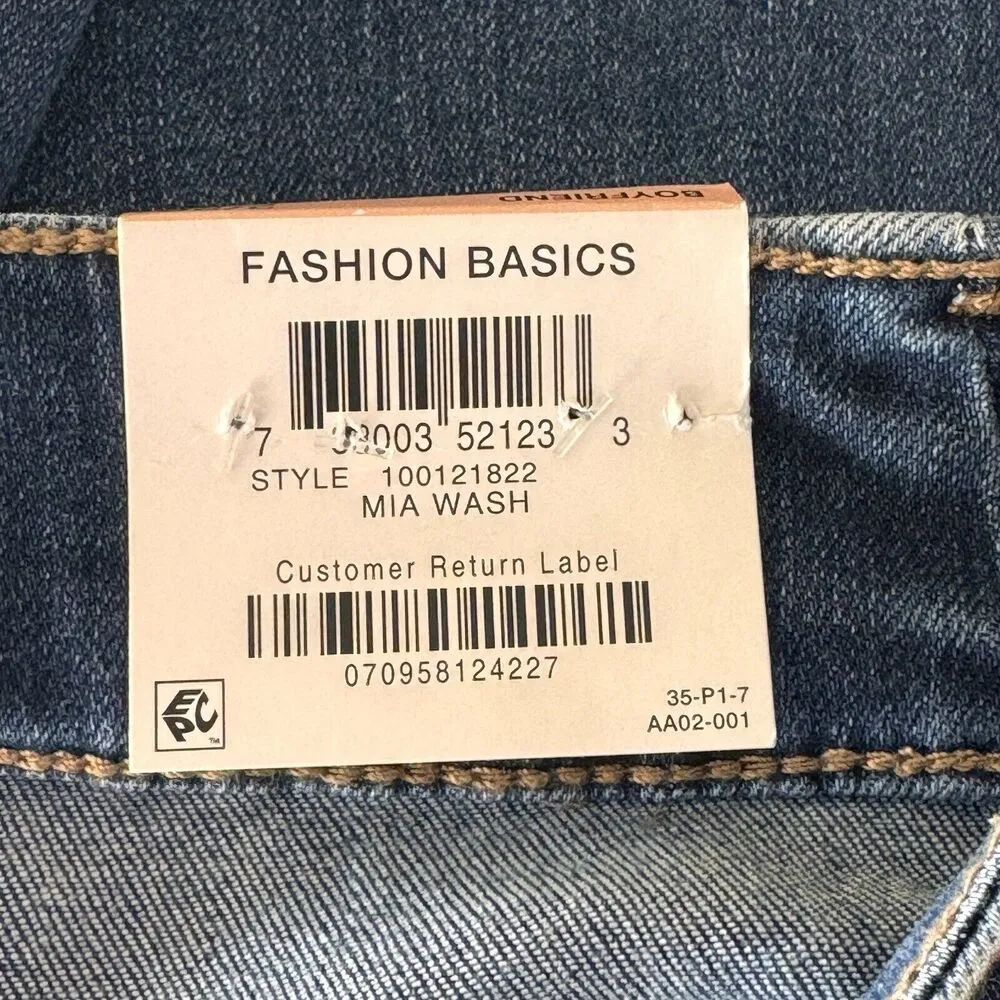 INC SZ 2/26 Boyfriend Cuffed Jeans Mid-Rise Stretch Distressed Patches Blue New - Image 8