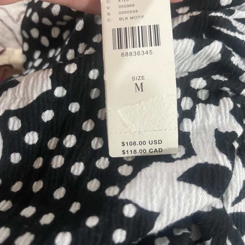 NWT Anthropologie Porridge Black White Floral Print Ruched Mini Skirt - Image 4