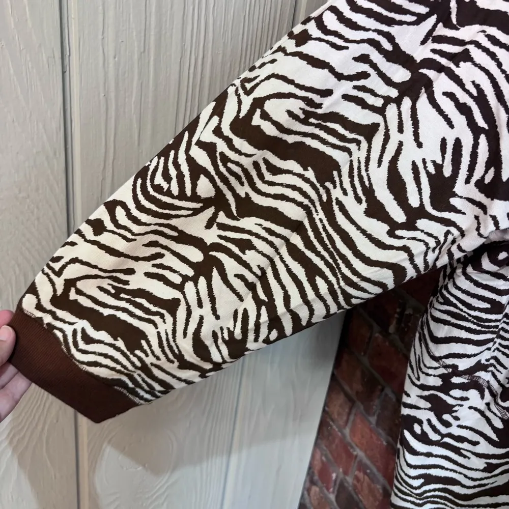 Liz & Me Sport womens animal print zebra snap front lightweight jacket brown 3X - Image 2