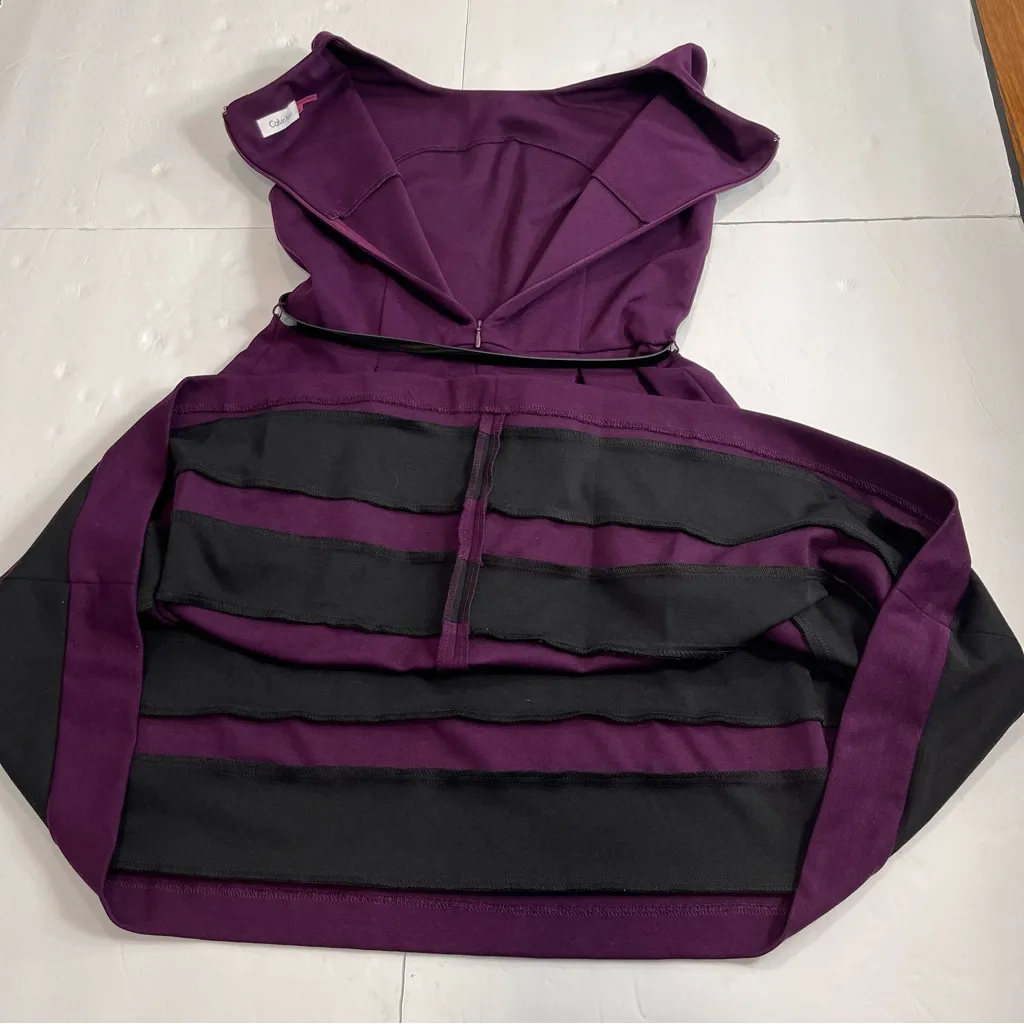 Calvin‎ Klein Purple  Sleeveless Striped Hem Belt Flare Ponte Knit Dress Size 8 - Image 6