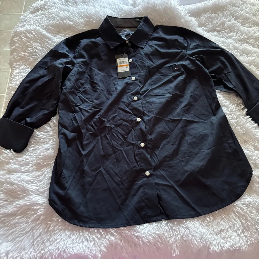 Tommy Hilfiger Dark Blue Button-Down Shirt - Image 5
