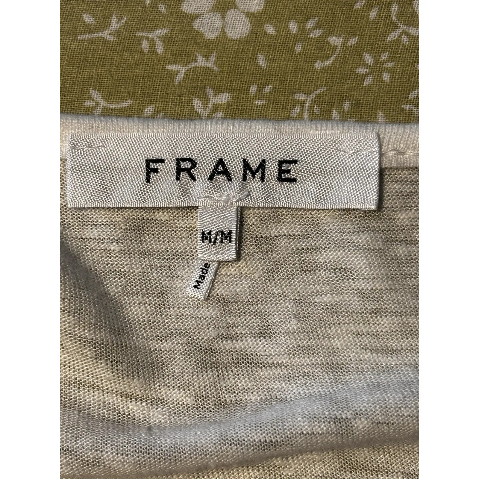 Frame  White Linen Bell Sleeve Top Scalloped Hem Size M - Image 6