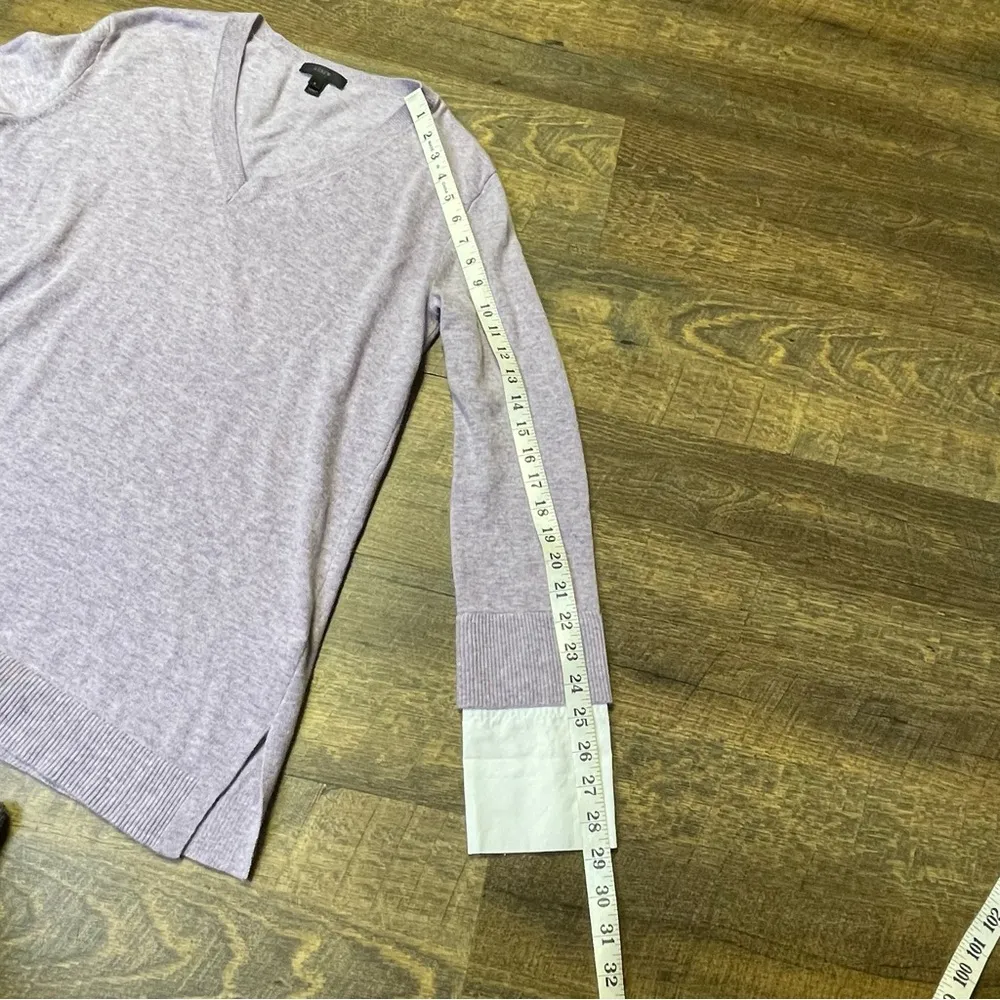 Relaxed V-Neck Wool Blend Sweater Shirt Cuffs Lilac Purple Womens Small - Image 8