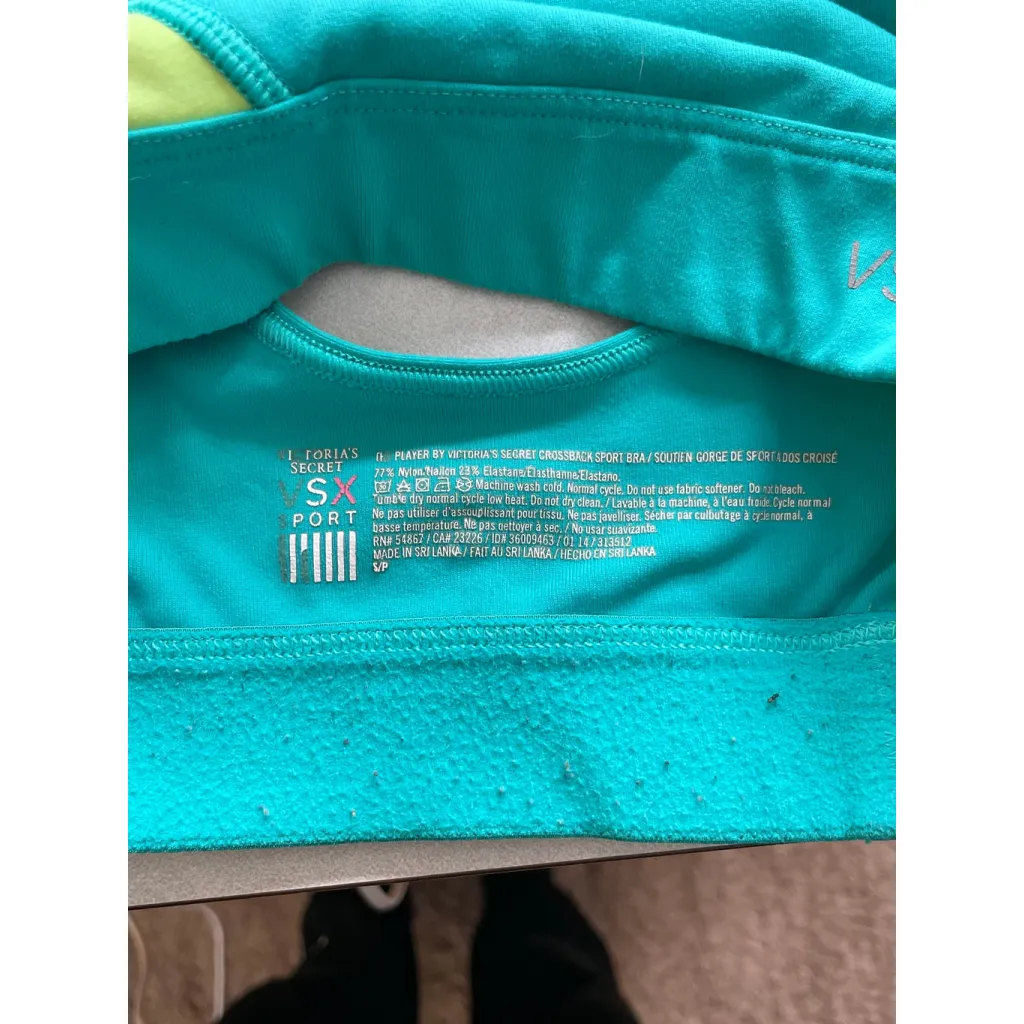 Women's Victoria's Secret Teal & Lime Green Sports Bra S - Image 4