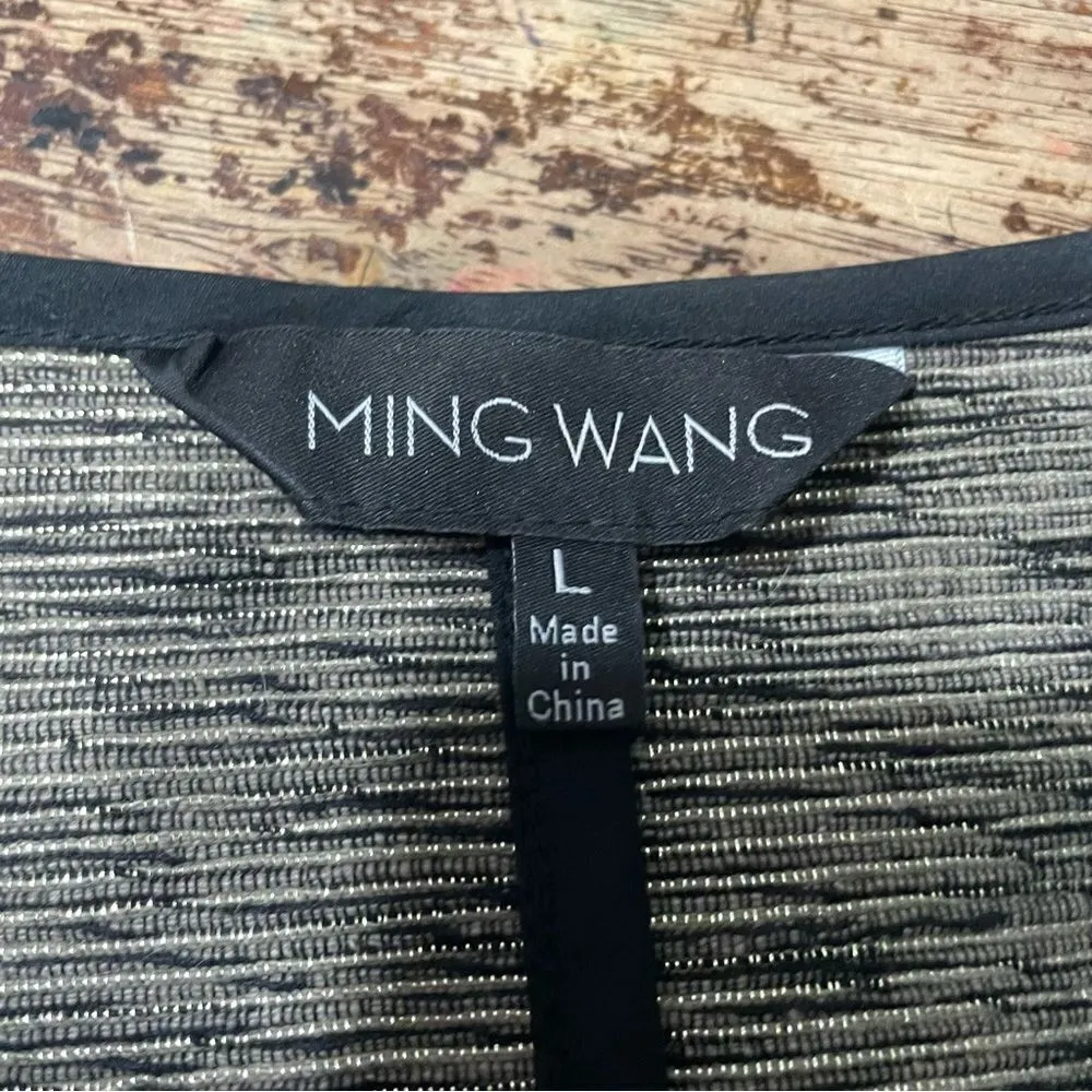 MING WANG Metallic Thread‎ Blazer Jacket Women’s Size Large - Image 4