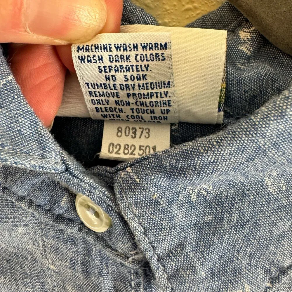 Vintage OshKosh Cotton Blue White Collared Long Sleeve Button Up Shirt Size 12 - Image 8