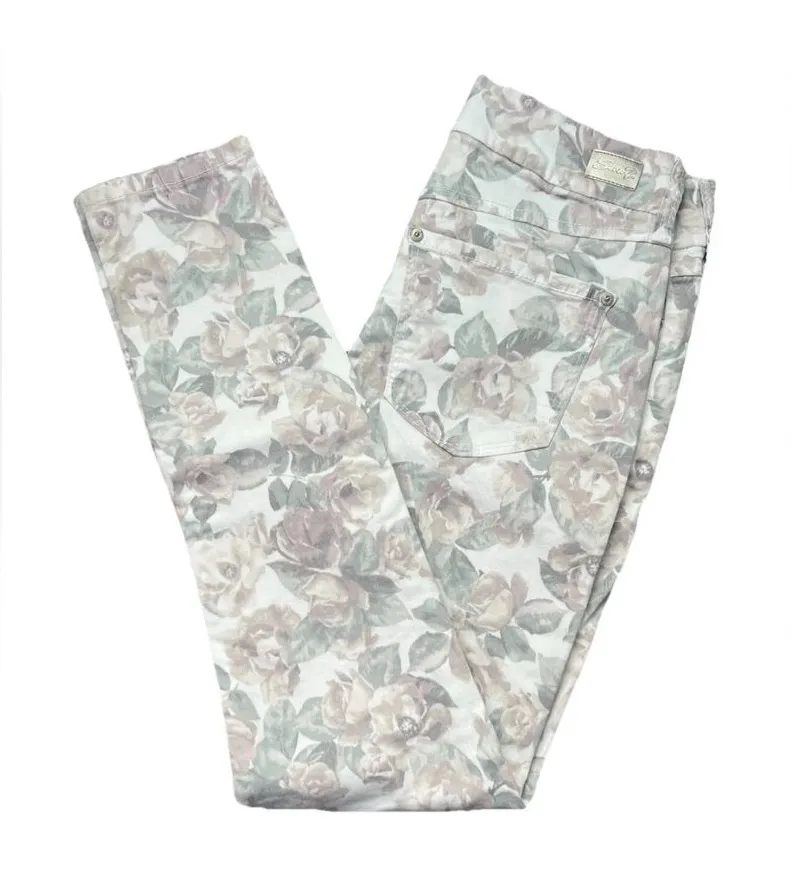 Seven 7 Floral Print Woman’s Jeans Tummy Less High Rise Skinny Pants, Size 6 - Image 5