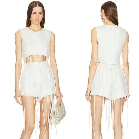 Alexis  Linen Blend Talia Top in White S - Image 2