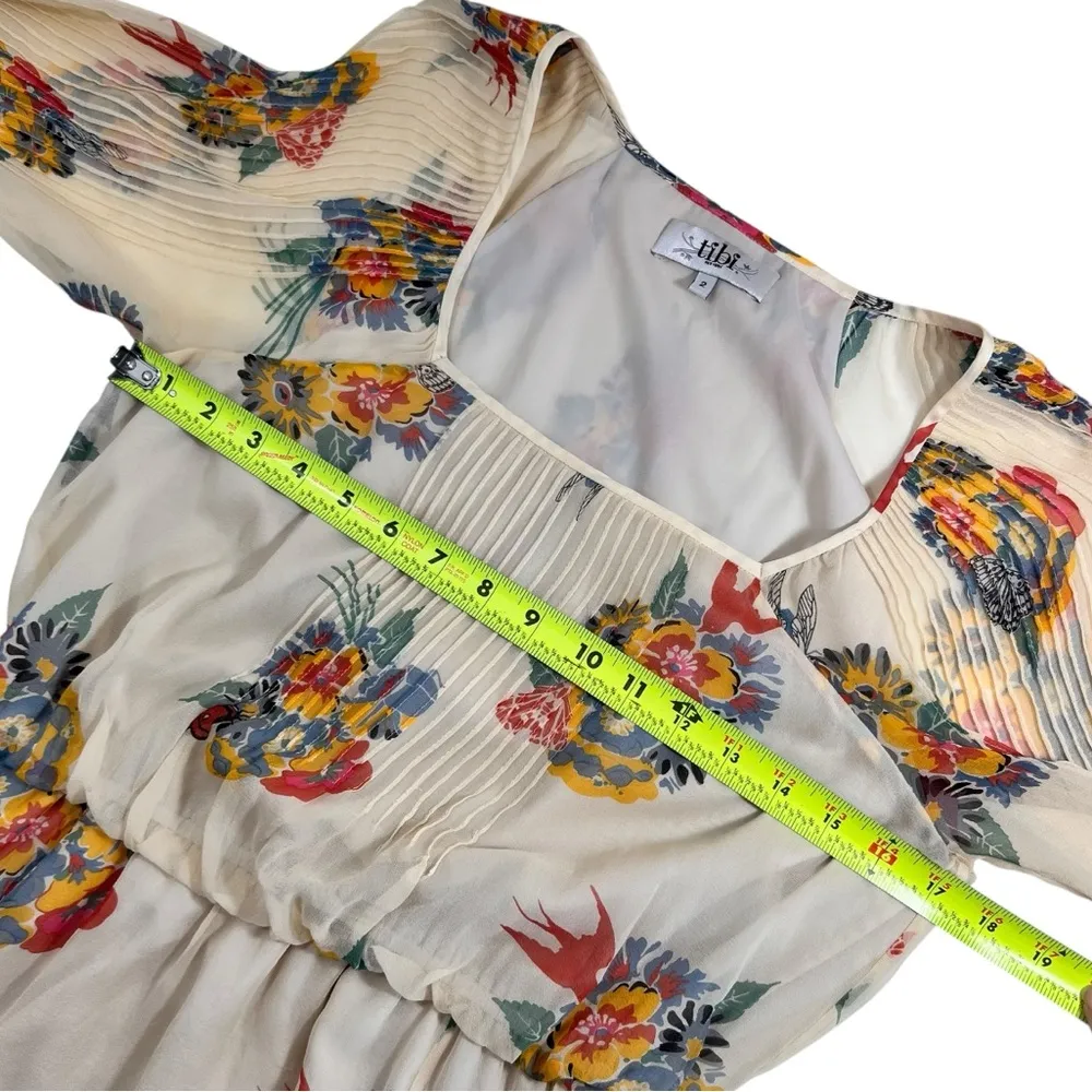 TIBI New York 100% Silk Lined Floral Bird Beetle Butterfly Cicada Midi Dress - Image 15