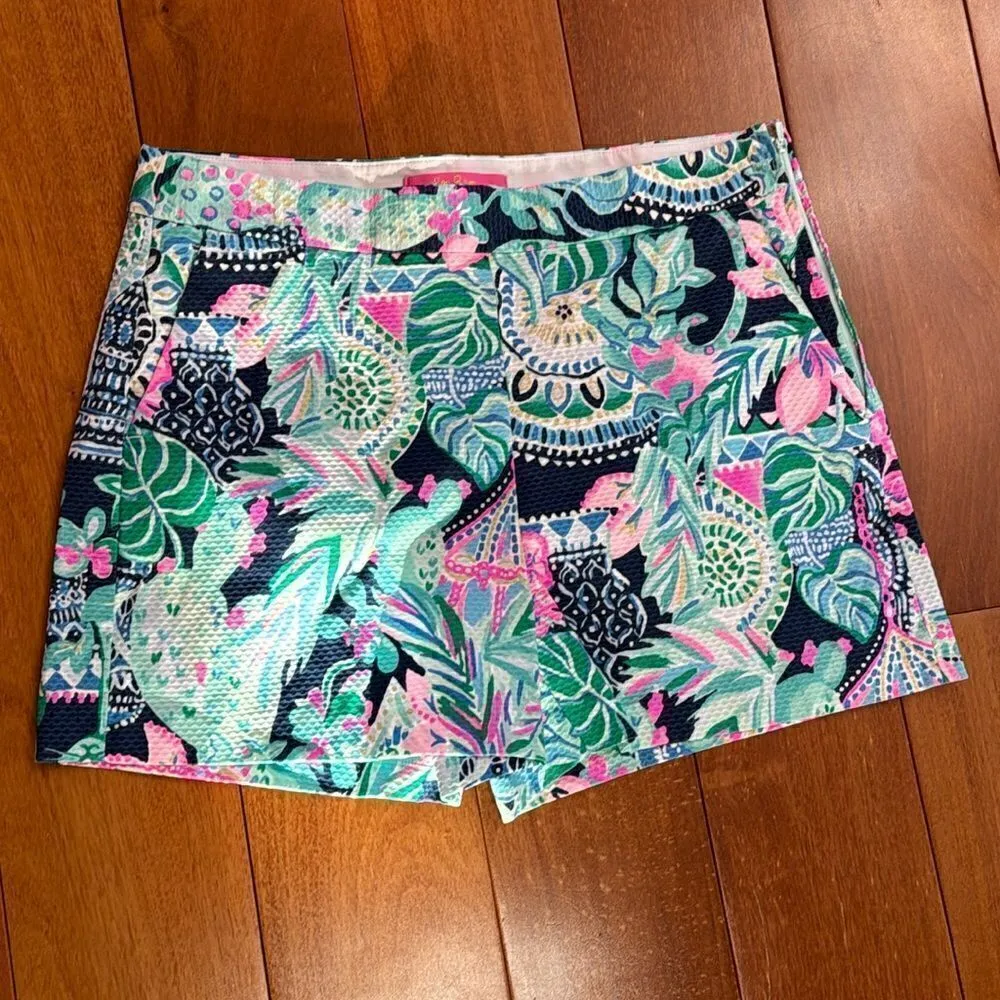 NWOT Lilly Pulitzer Shorts Malie Stretch Multi Lookin Sharp Pink Blue Green 4 - Image 3