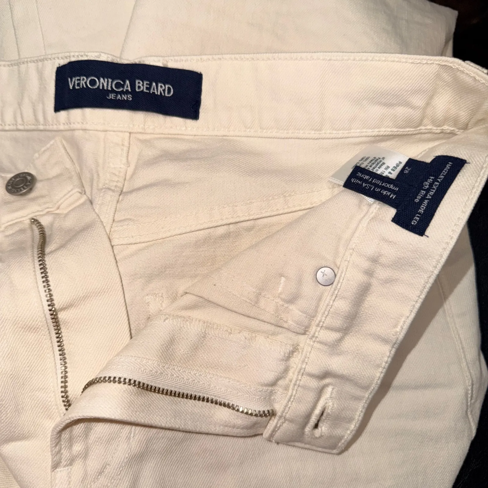Veronica Beard Haizley Extra Wide Leg Jeans High Rise Ecru (Cream) Size 28 - Image 11