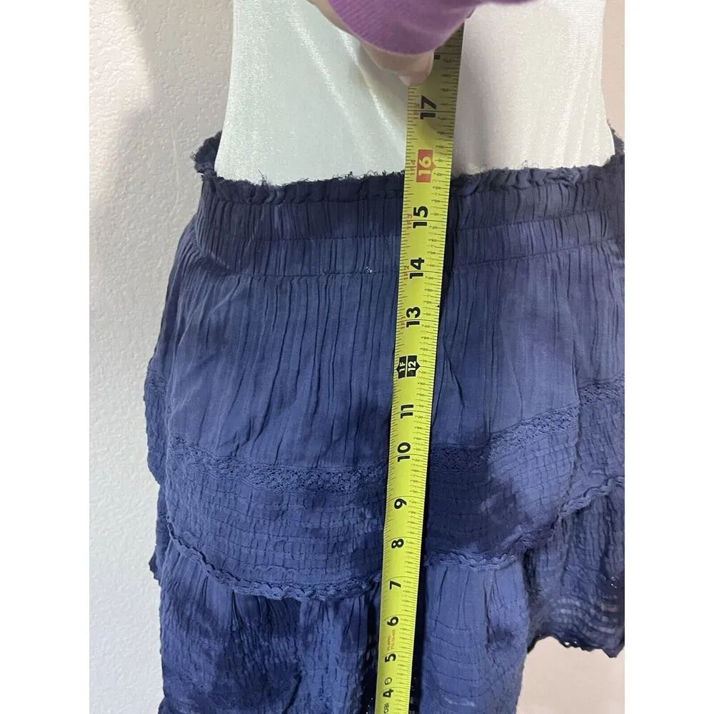 Aerie Blue Rock and Ruffle Cotton Mini Skirt Women Size XS Distressed - Image 7
