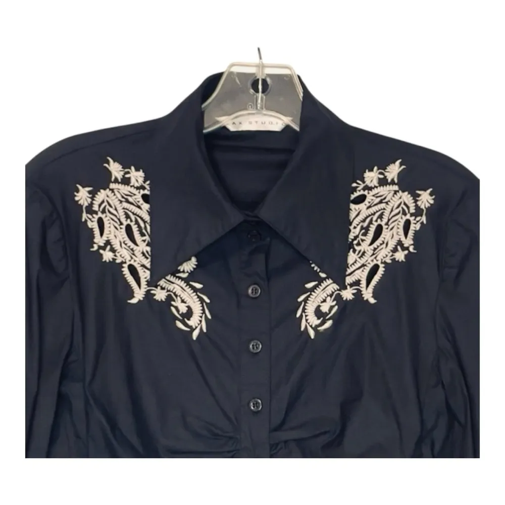 Max Studio Black Embroidered Shirt size M - Image 4