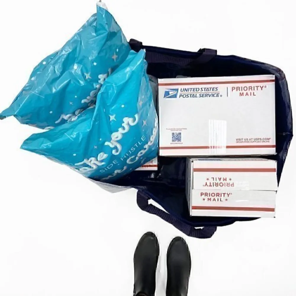 Oversized Double Handle Tote Blue - Image 7