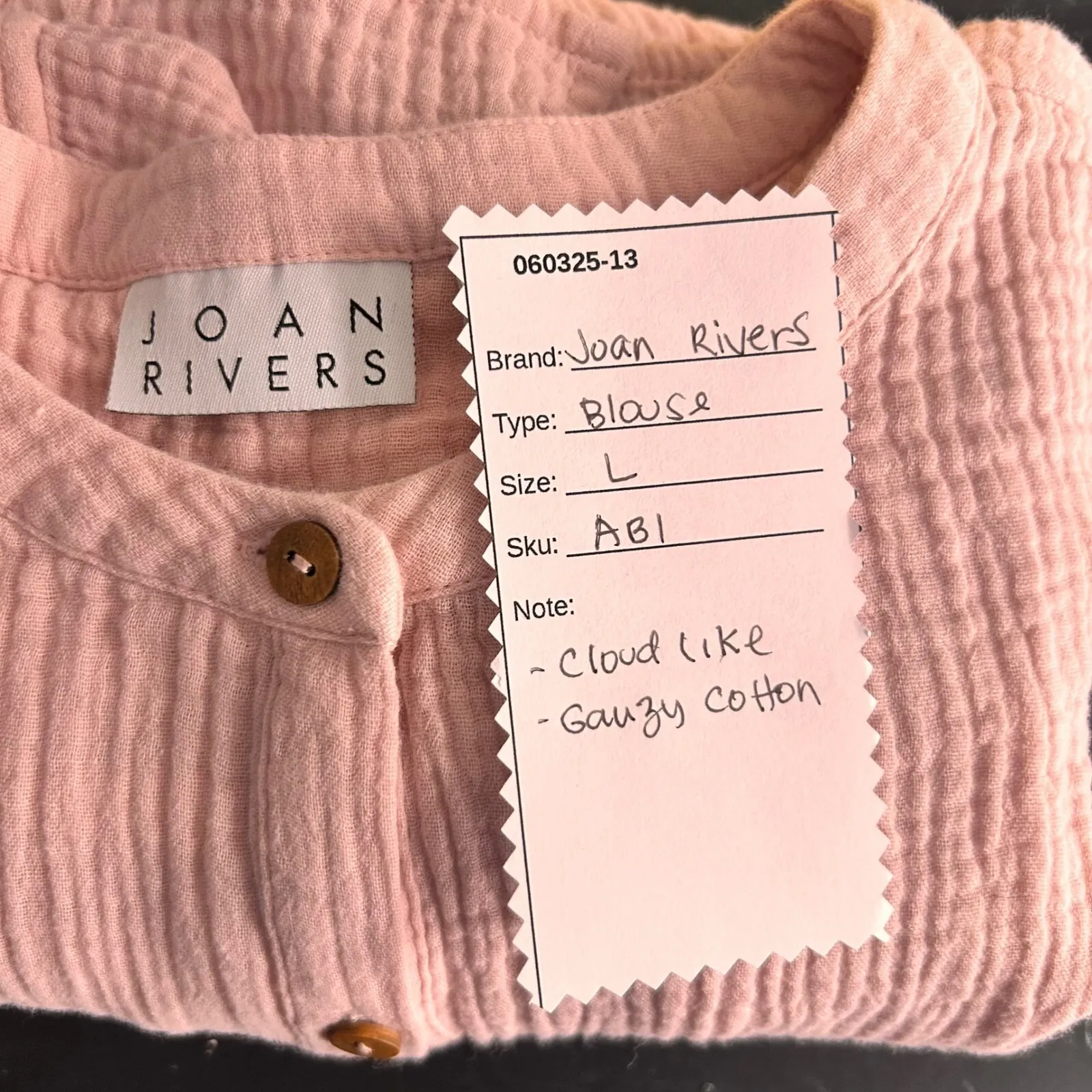 Joan Rivers Womans Blouse Size L Pastel Pink Tunic Button Soft Cloud Lightweight - Image 13
