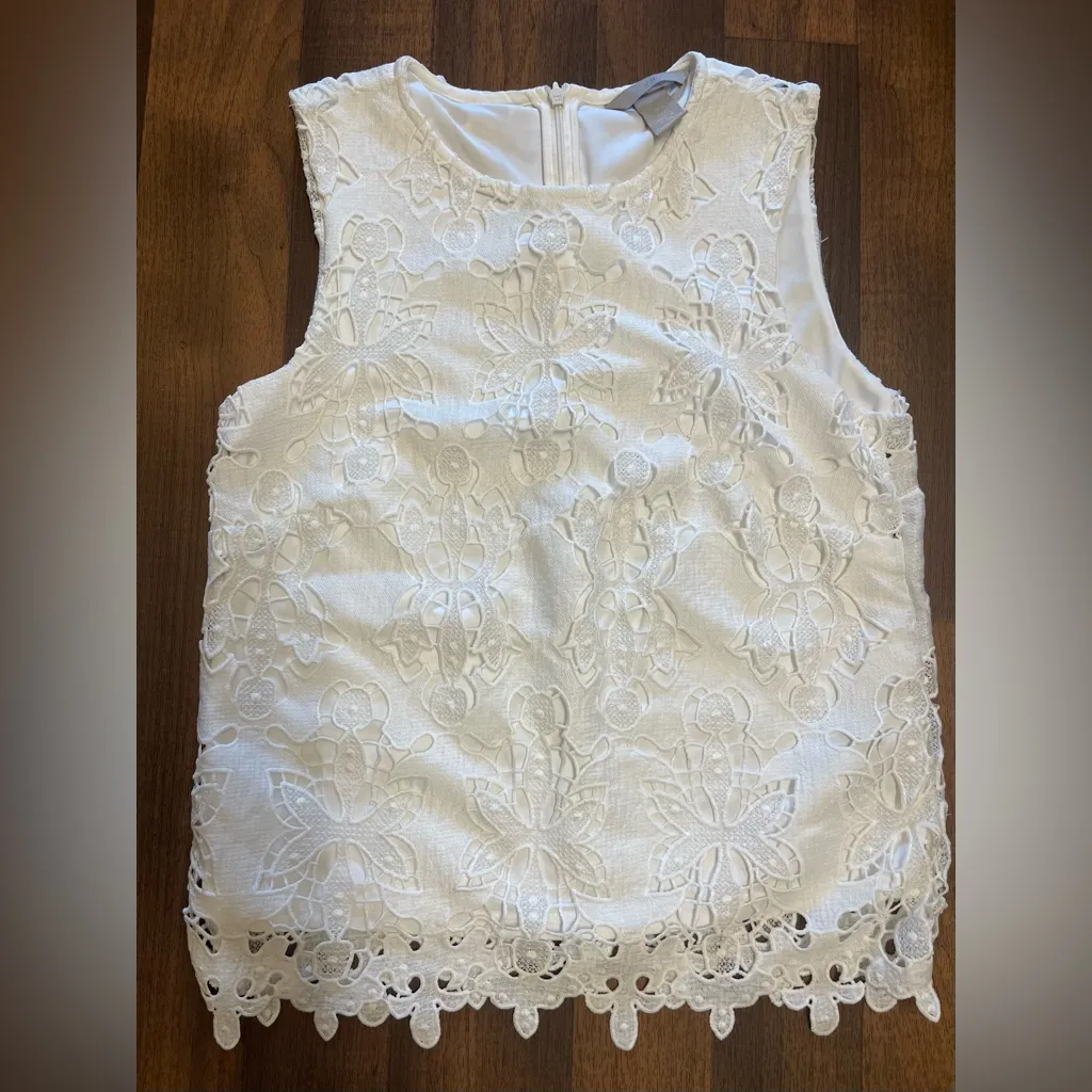 H&M White Sleeveless Embellished Blouse - Image 3