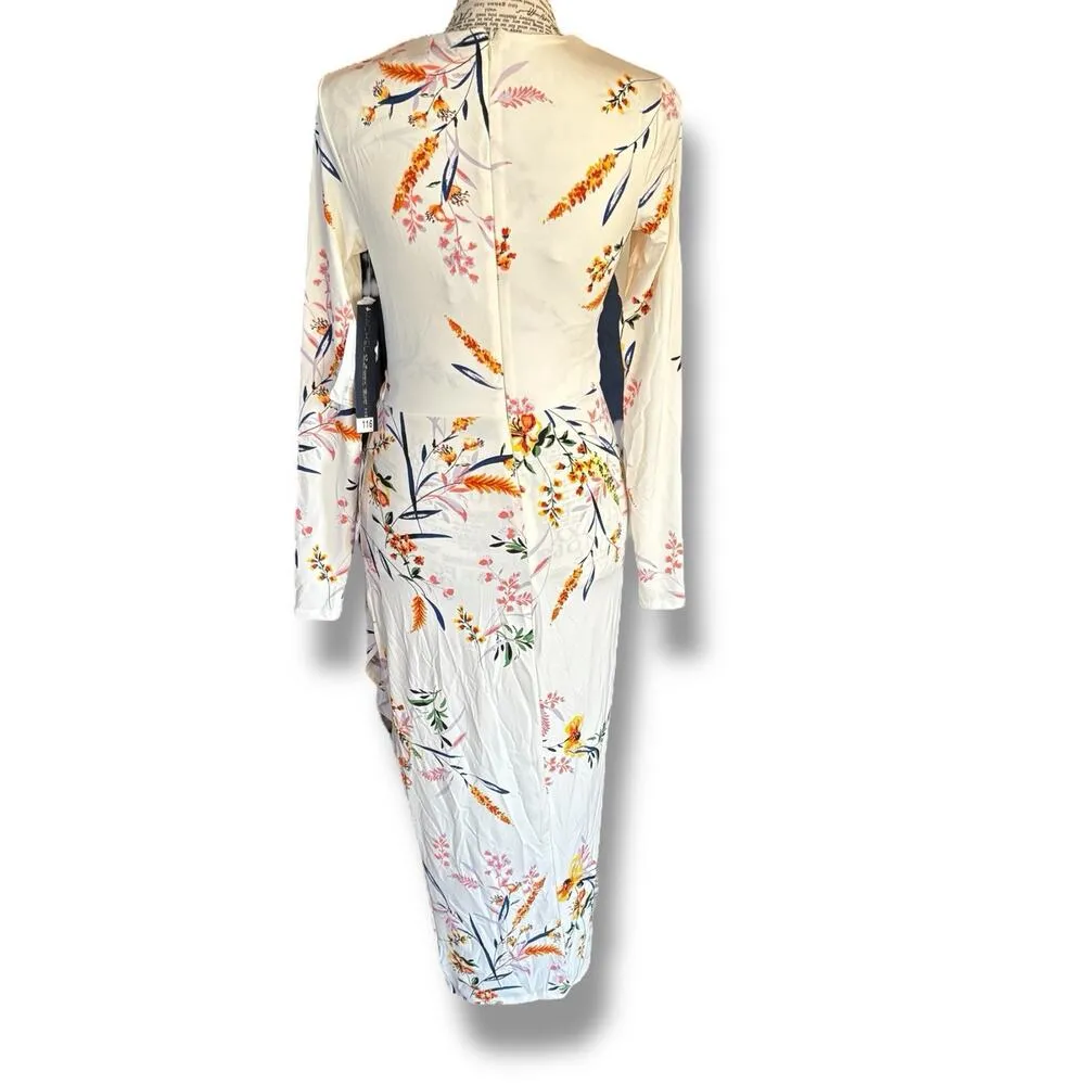 Rachel Roy Nola Size XS White Floral V-Neck Jersey Wrap Midi Dress Wedding Event - Image 7