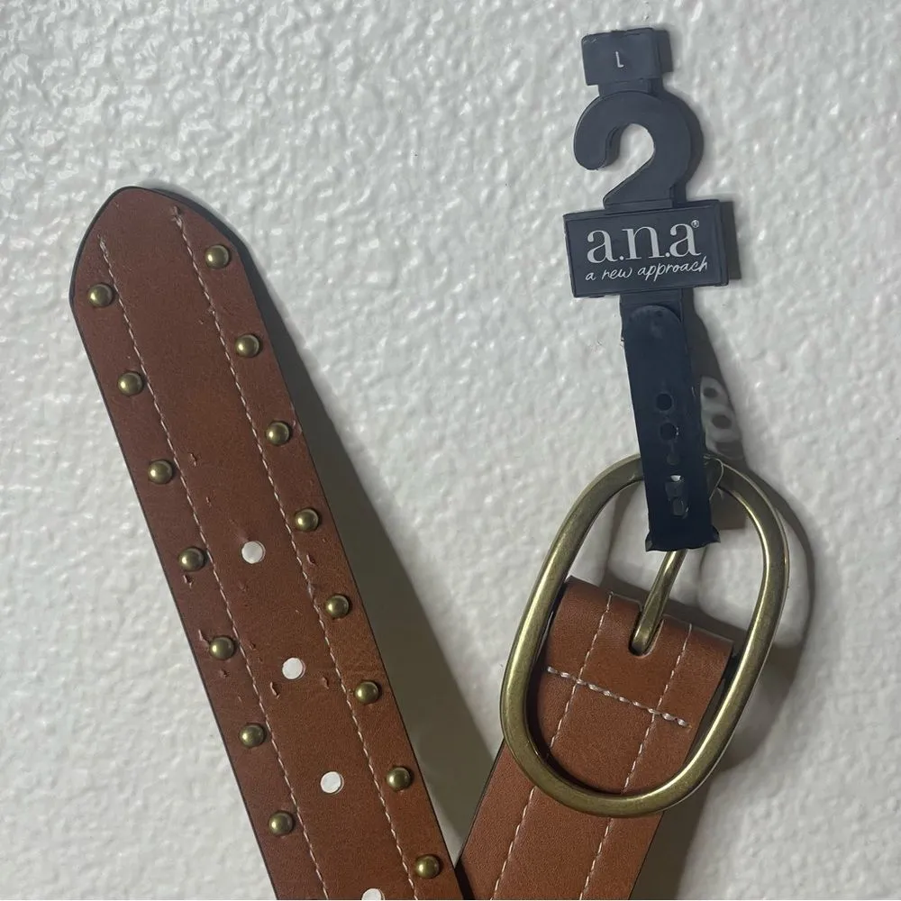 a.n.a A New Approach Boho Brown Belt Studded Gold Hardware Size Large - Image 8