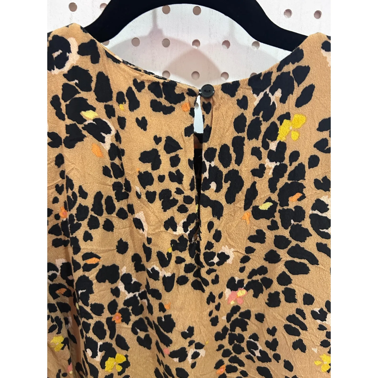 Warehouse Leopard Print Long Sleeve Blouse Top Women UK 14 US 10 Tan - Image 5