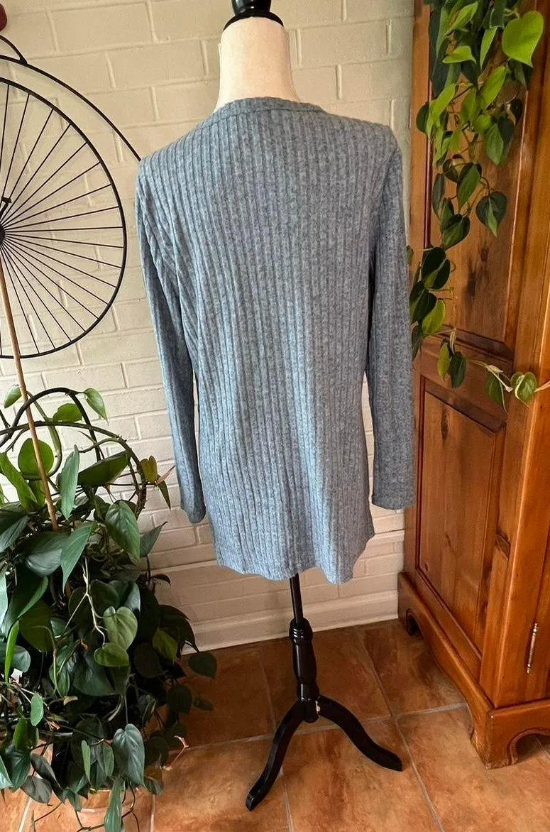 Sweater Cardigan Shacket Button Down Striped Pattern Size XL - Image 3