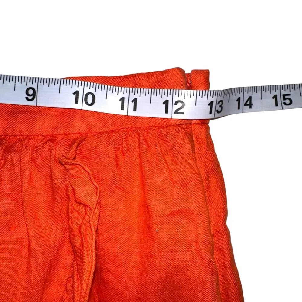 J. Crew Linen Orange Faux Wrap Ruffle Skirt 0 - Image 5