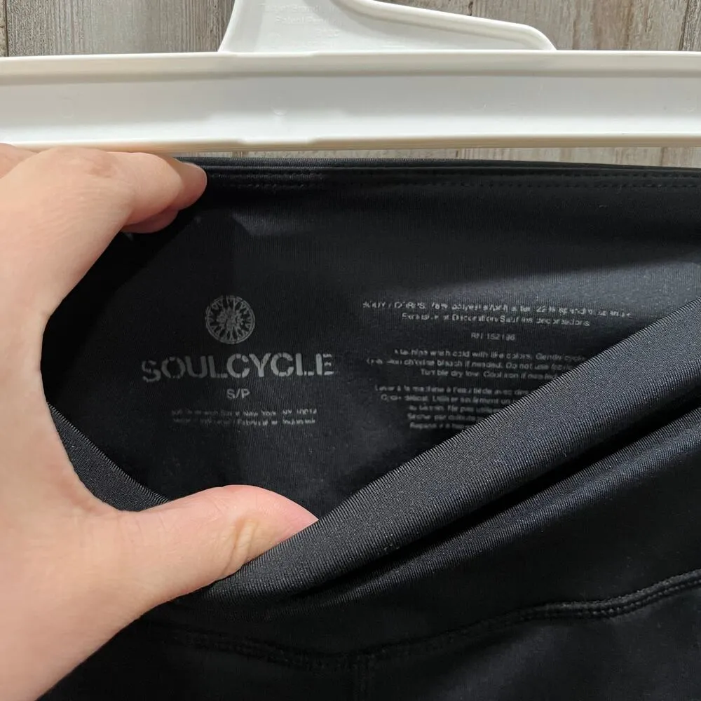 SoulCycle Womens Black Athletic Capri Leggings Soul Stripe Sides Stretch S - Image 4