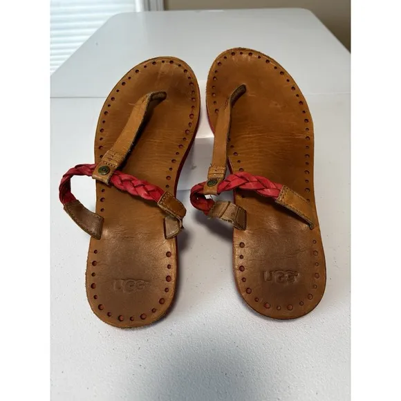 UGG AUSTRALIA Women Bria Sandal Red Flip Flop Tong Sandals Bohemian Women Size 8 - Image 2