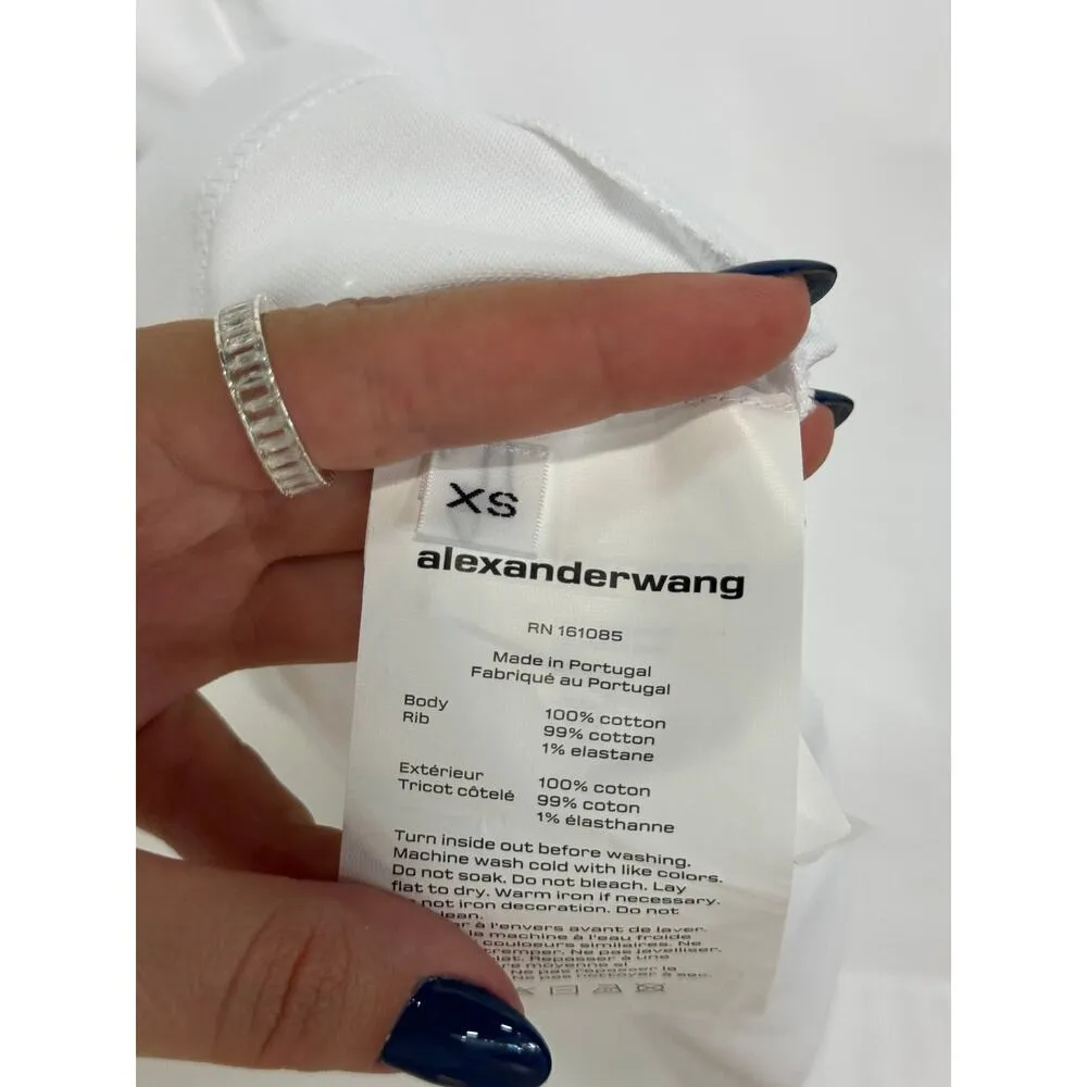 Alexander Wang Cotton Short Sleeve Crew-Neck Graphic T-Shirt White Women's XS - Image 3