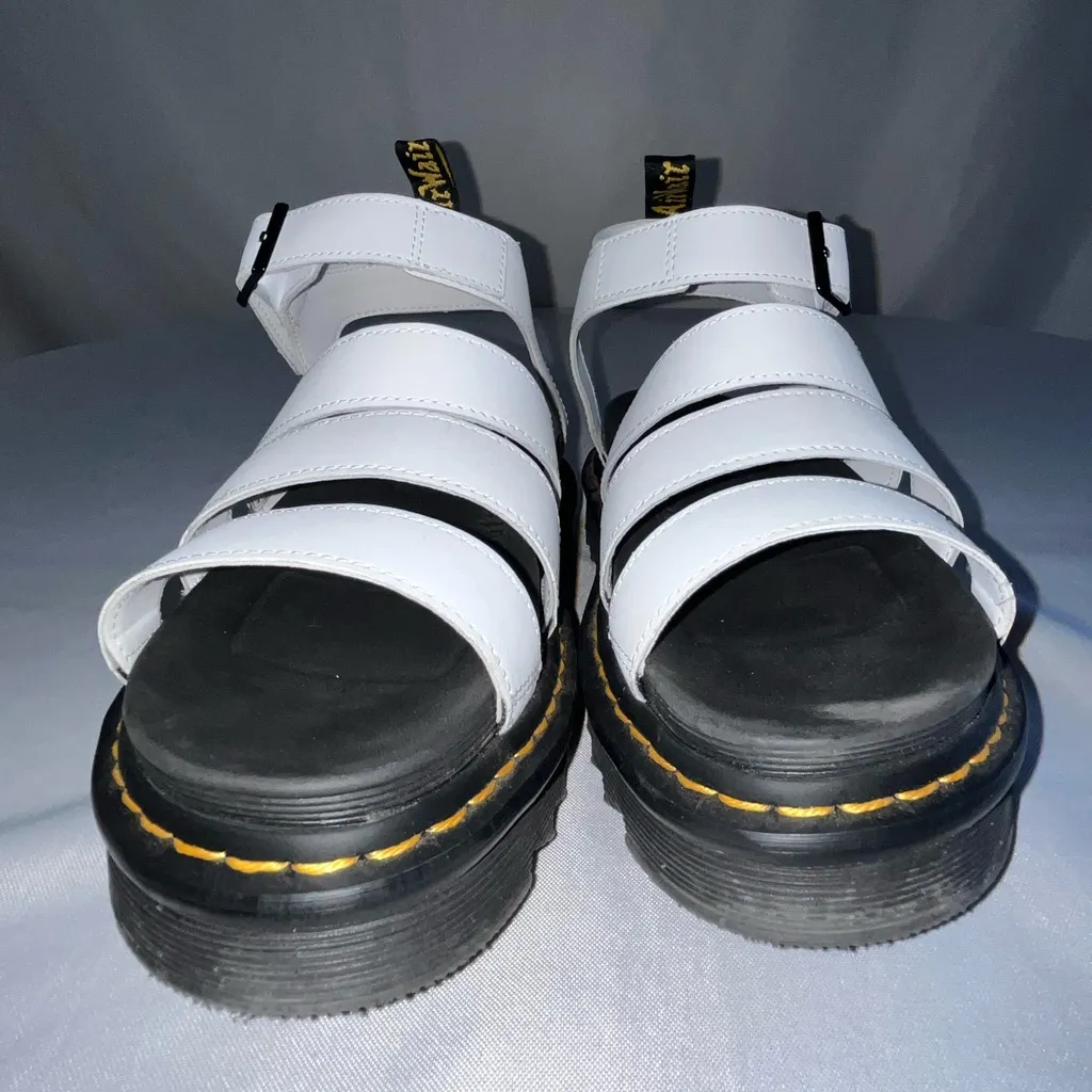 Doc Martens Blaire White Platform Leather Ankle Strap Sandals - Image 2
