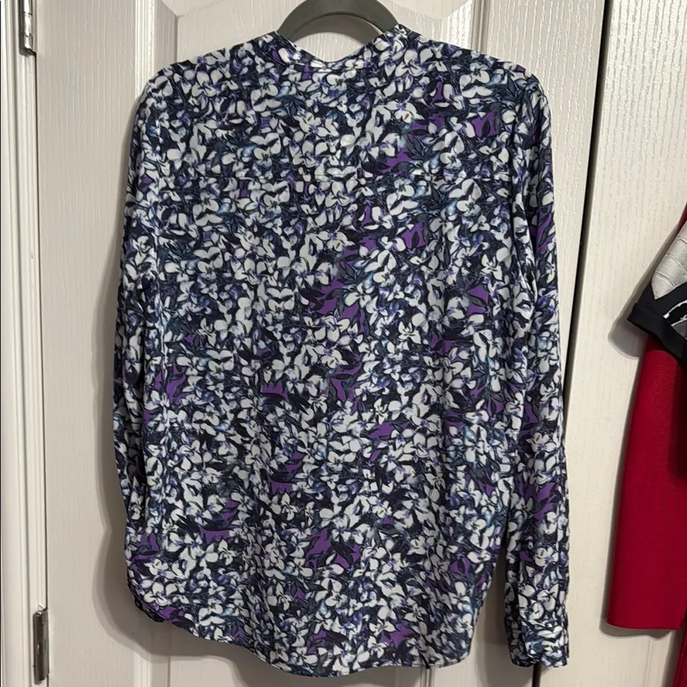 💖 Rebecca Taylor 100% Silk Purple Floral Long Sleeve Blouse - Image 3
