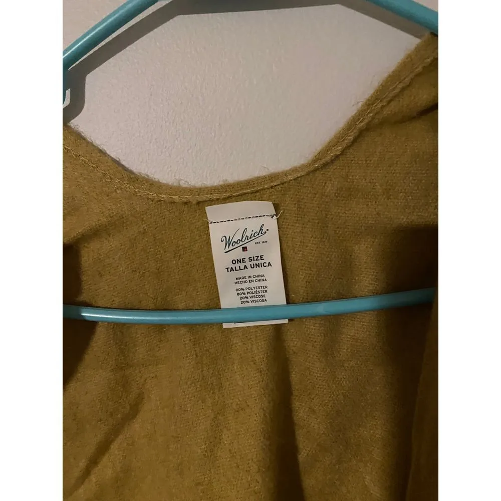 Vintage Plaid Fringe Poncho Wrap Shawl Mustard Multi-Color Fall Winter Boho - Image 3