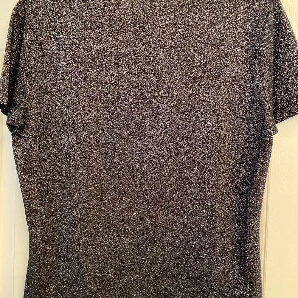 Karen Scott Metallic Black  Short Sleeve Black Pullover Top S - Image 5