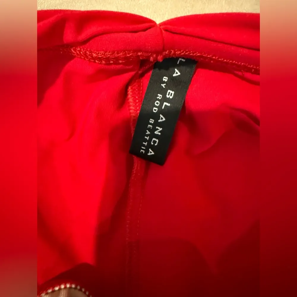 La Blanca by Rod Beattie Solid Red Skirted Skort Swim Bikini Bottoms Size 8 - Image 4