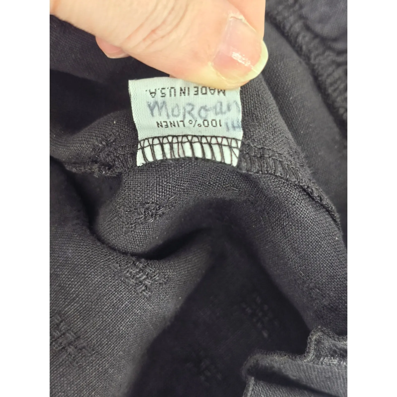 Bryn Walker Linen Black Textured Eyelet Ruffle Hem Midi Dress Women's Size Large - Image 7