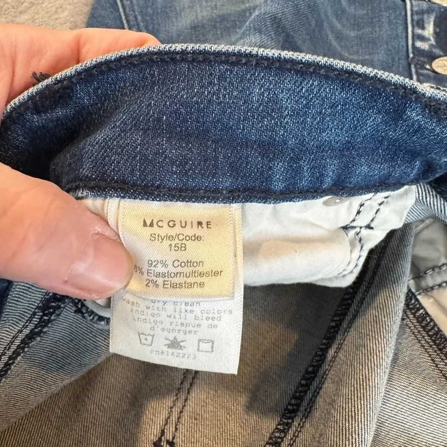 mcguire denim Blue Jean Button Front Skirt Womens 28 Denim Distressed Pockets - Image 10