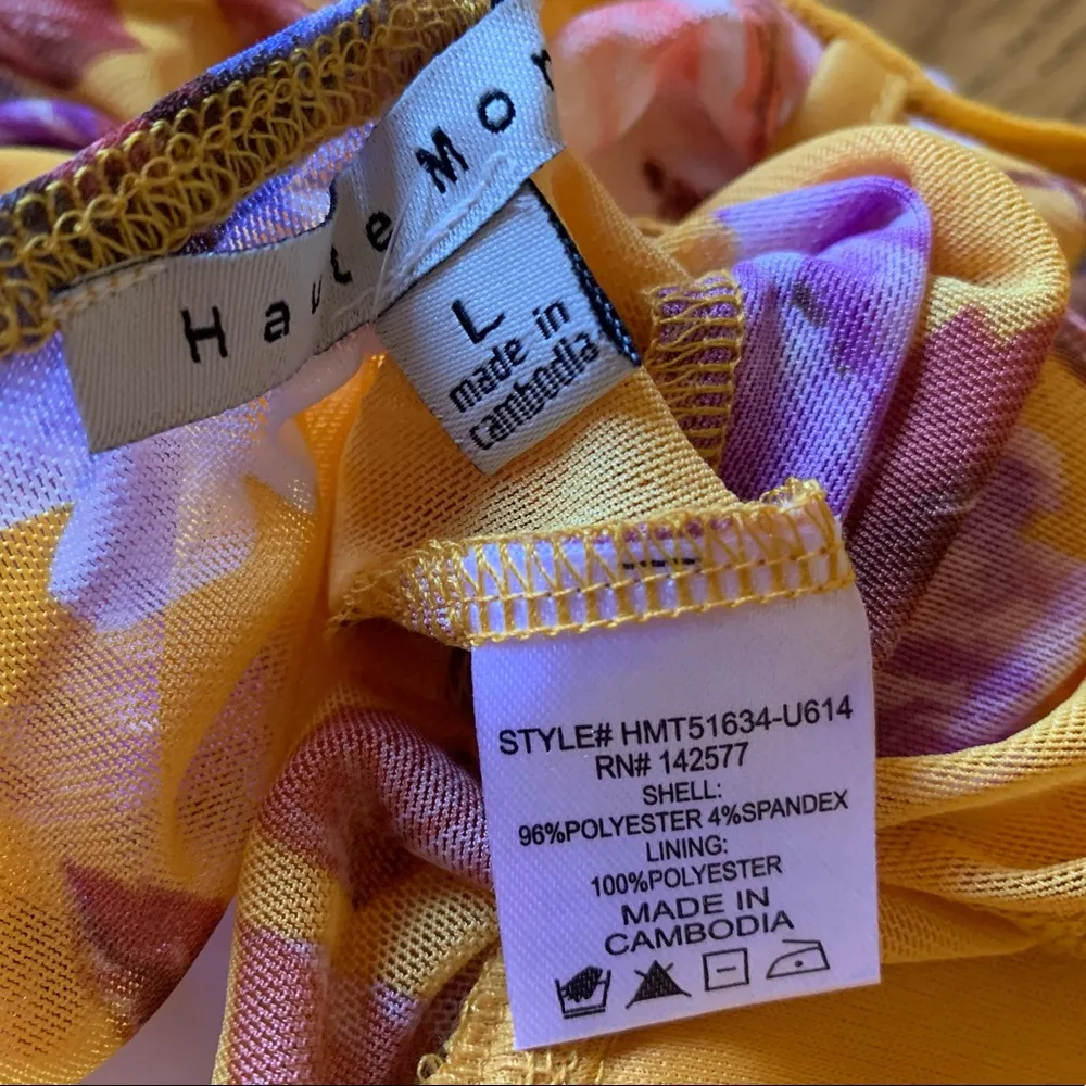 NWT Strappy Mesh bodysuit floral yellow size L - Image 11