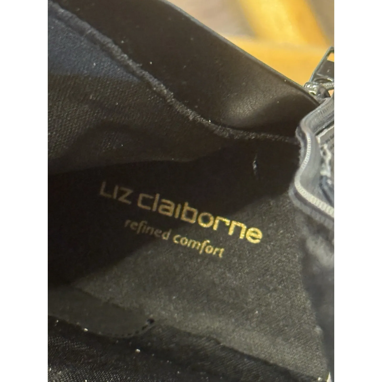 Liz Claiborne Size 8.5 Black Festival Riding Boots Gold Buckle Crocodile Zip NEW - Image 10