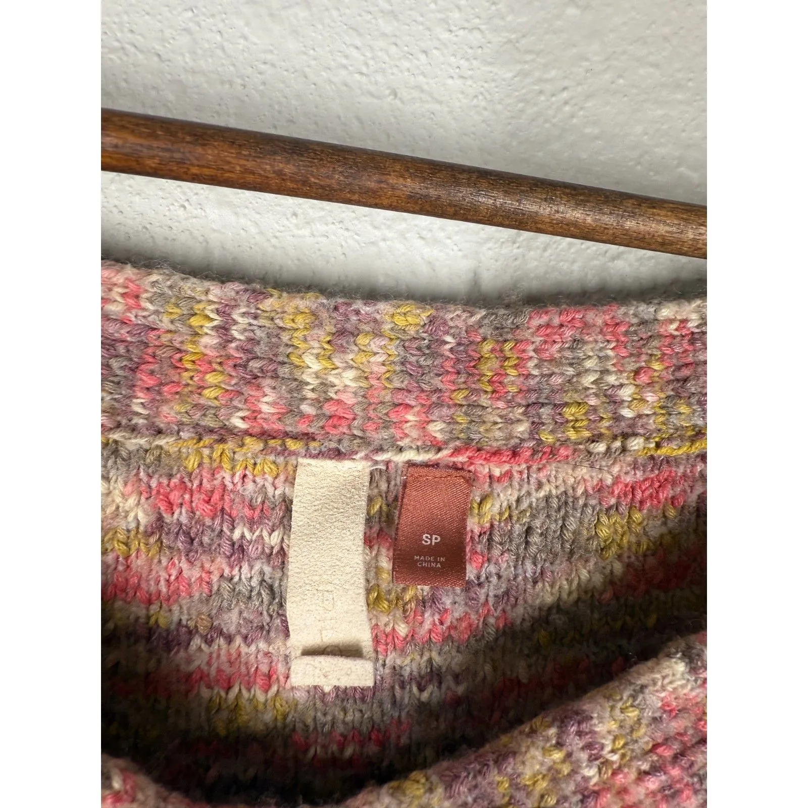 Anthropologie Pilcro Pink Rainbow Cropped Sweater Womens Sz S Oversized Boxy - Image 5