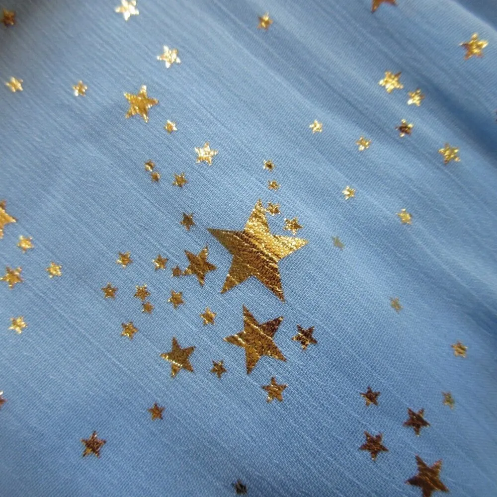 NWT Ivy City Co Starry Nights Midi Baby Blue Gold Smocked Puff Sleeve Dress 5X - Image 5