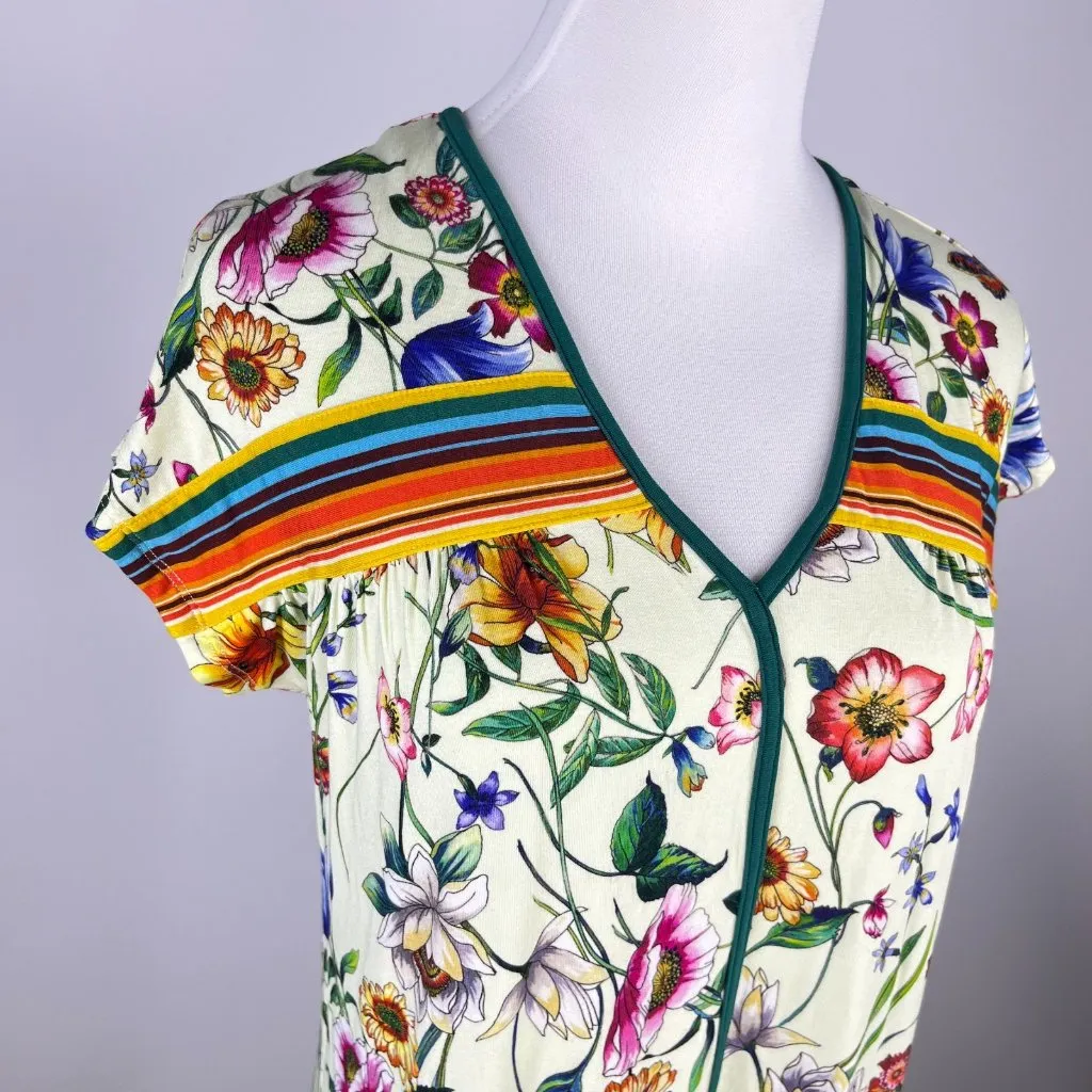 NWOT Johnny Was Felix Trapeze Midi Dress Floral Size XXS Short-sleeved V-neck - Image 8