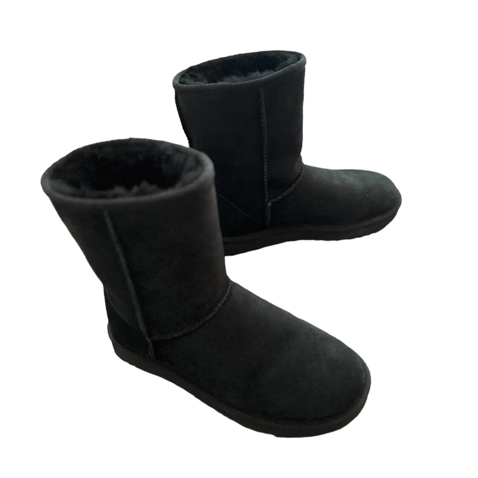 UGG Classic Short II Black Suede Shearling Boots Size 7 - Image 7
